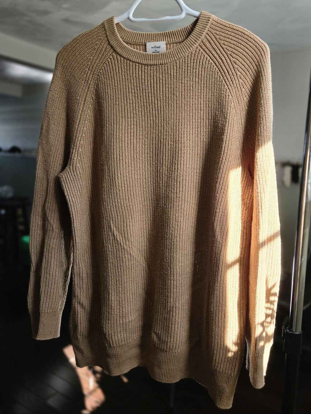 Wilfred Crewneck Knit Sweater Wool Cotton Teddy Brown